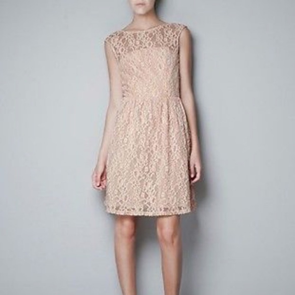 Zara × Cream Lace Dress